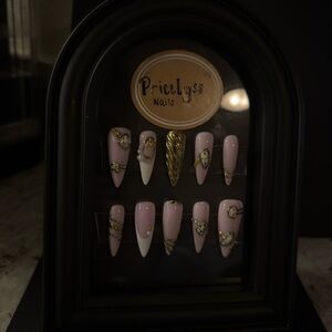 Pink and Gold Press-On Nails Set